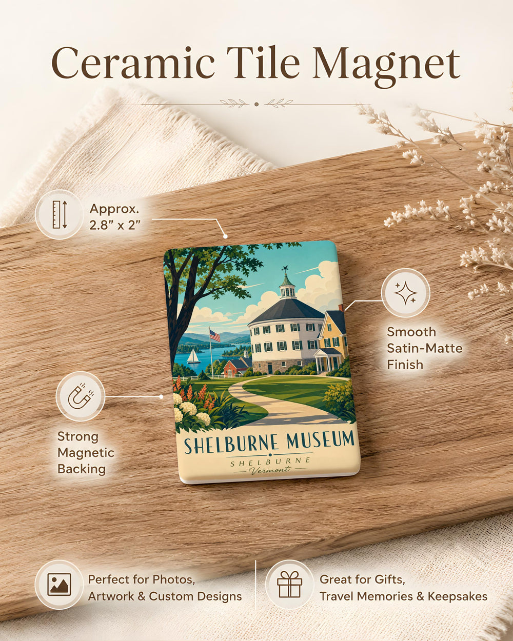 Shelburne Museum Fridge Magnet, Vermont Museum Souvenir, Shelburne VT Travel Keepsake Magnet, Museum Gift Magnet