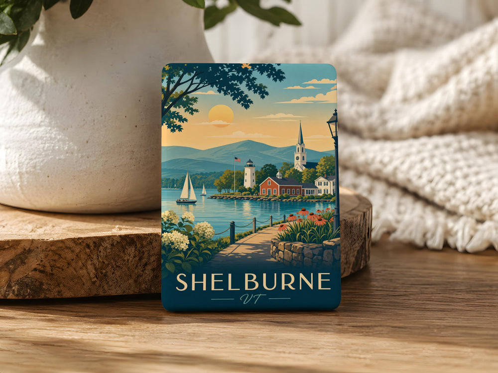 Shelburne VT Fridge Magnet, Shelburne Vermont Souvenir Magnet, Lake Champlain Travel Keepsake Magnet, Vermont Gift