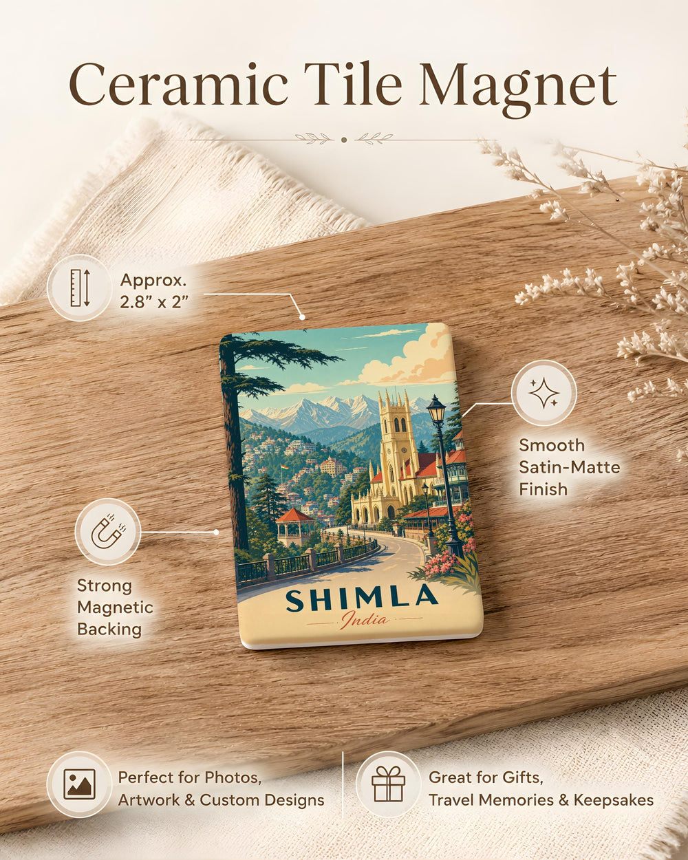 Shimla India Fridge Magnet, Shimla Himachal Pradesh Souvenir Magnet, India Travel Keepsake, Shimla City Landmark Magnet