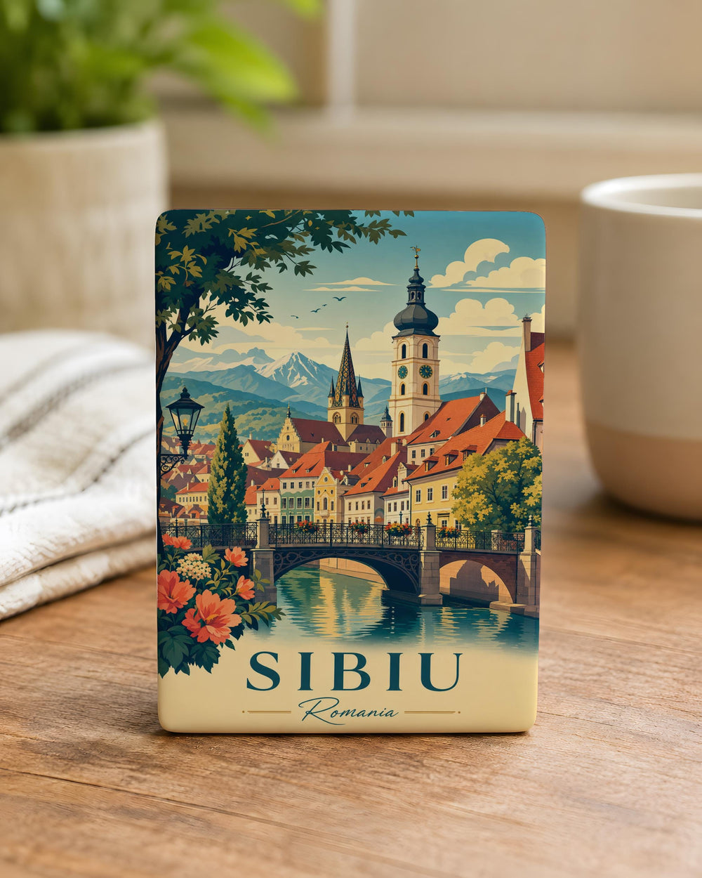 Sibiu Romania Fridge Magnet, Transylvania Travel Souvenir, Sibiu City Landmark Keepsake Magnet, Romania Gift for Travelers
