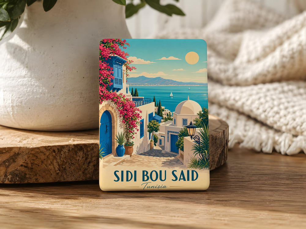Sidi Bou Said Tunisia Fridge Magnet, Sidi Bou Said Village Travel Souvenir Magnet, Tunisia Destination Keepsake Magnet