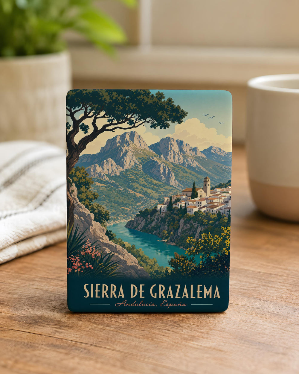 Sierra de Grazalema Fridge Magnet, Andalusia Spain Mountain Village Souvenir Magnet, Grazalema Natural Park Travel Keepsake