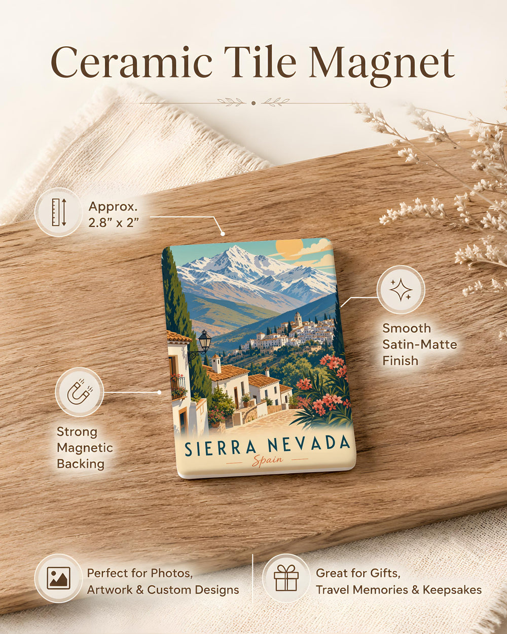 Sierra Nevada Spain Fridge Magnet, Sierra Nevada Mountains Souvenir Magnet, Spain Travel Gift, Andalusia Mountain Keepsake Magnet