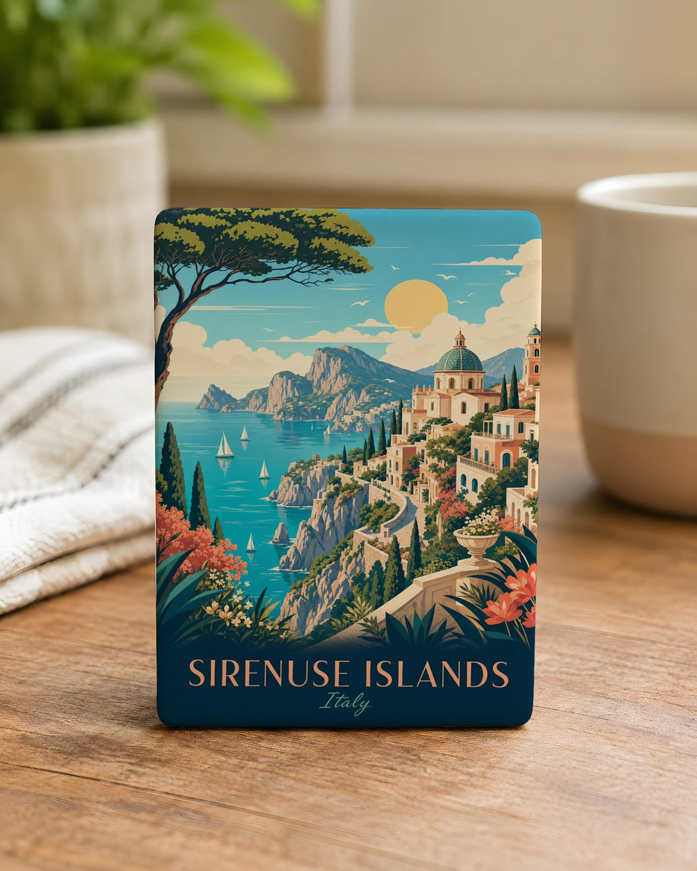 Sirenuse Islands Fridge Magnet, Li Galli Italy Coastal Island Souvenir Magnet, Mediterranean Sea Travel Keepsake Magnet