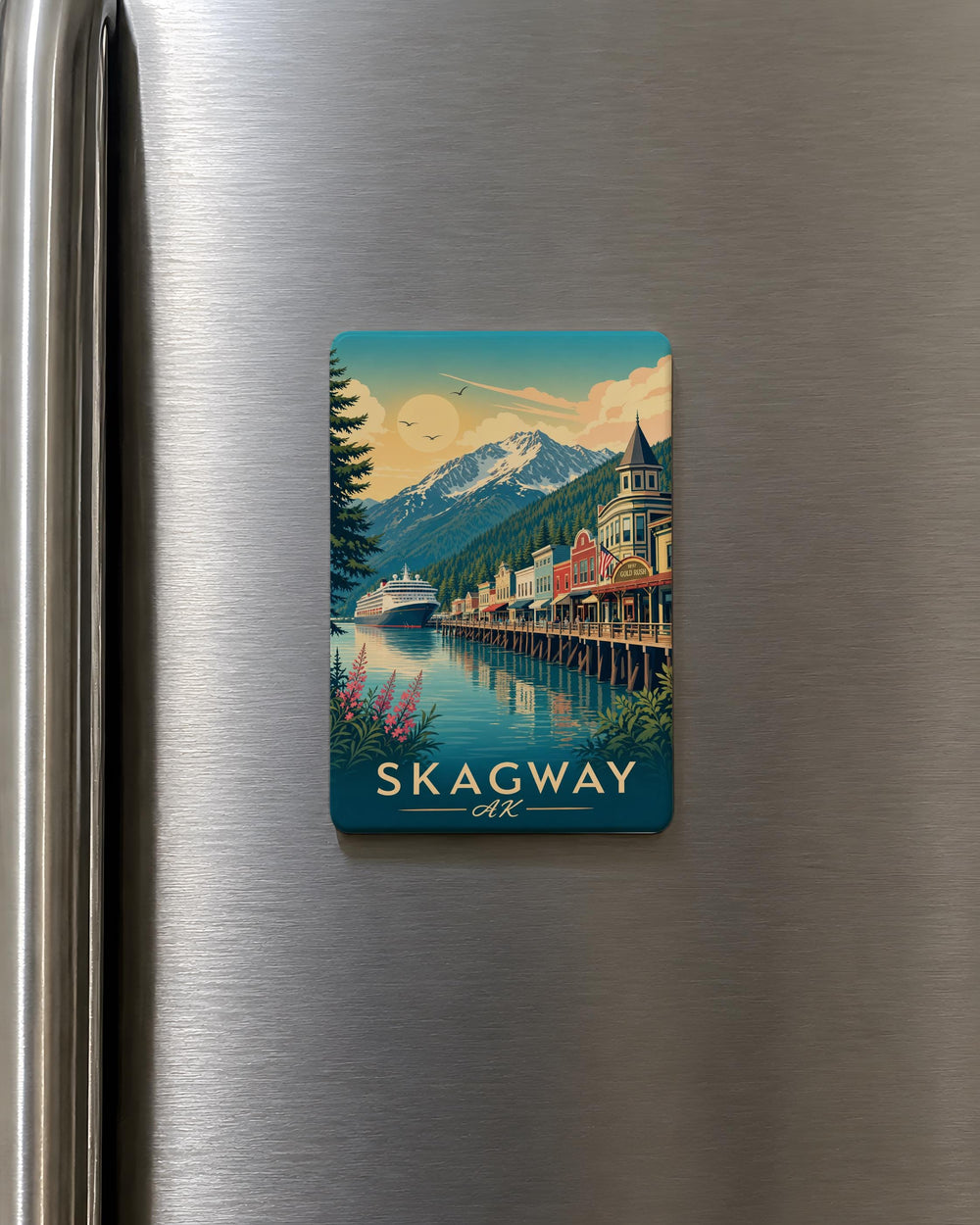 Skagway Alaska Fridge Magnet, Skagway AK Souvenir Magnet, Alaska Travel Gift, Skagway Landmark Keepsake Magnet