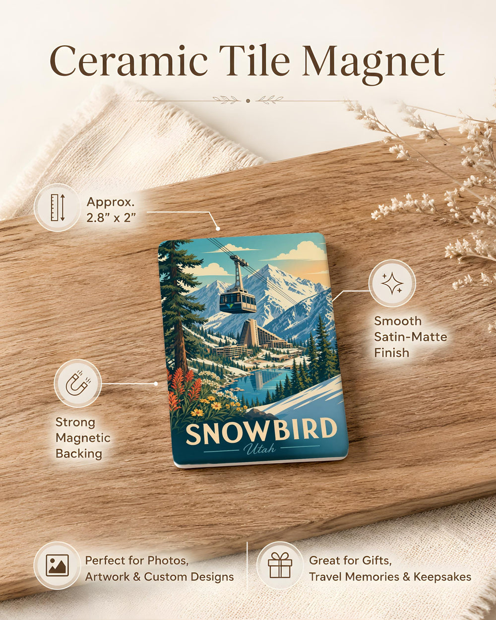 Snowbird Utah Fridge Magnet, Snowbird UT Souvenir Magnet, Ski Resort Mountain Vacation Keepsake Gift
