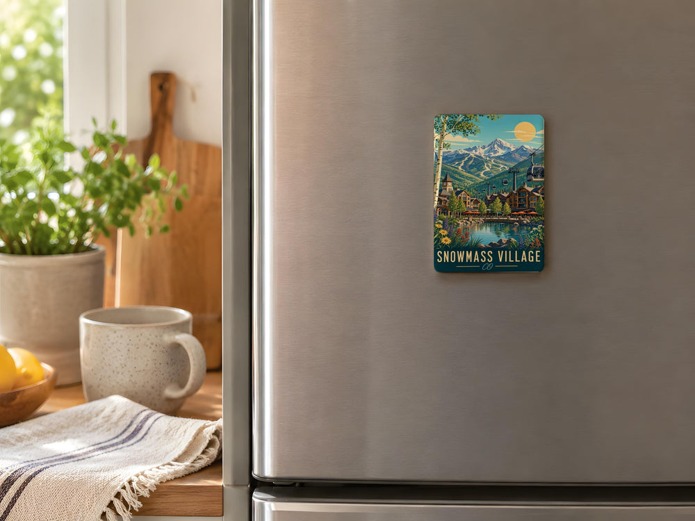 Snowmass Village CO Fridge Magnet, Colorado Mountain Town Souvenir Magnet, Snowmass Village Colorado Travel Gift