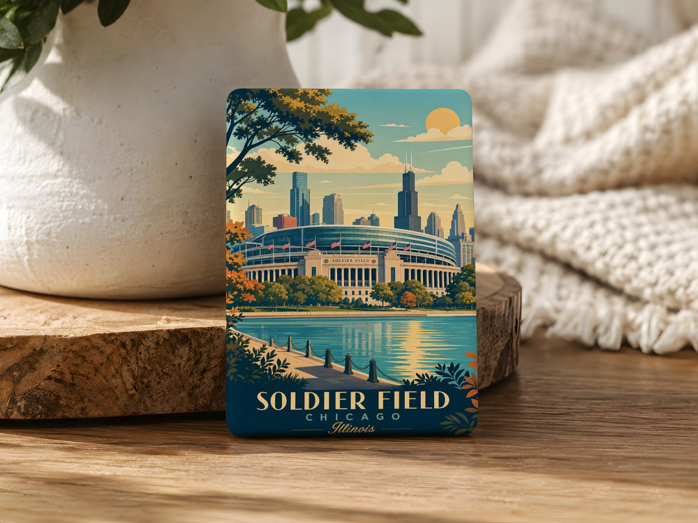 Soldier Field Fridge Magnet, Chicago Football Stadium Souvenir Magnet, Illinois Landmark Refrigerator Magnet, Sports Fan Gift
