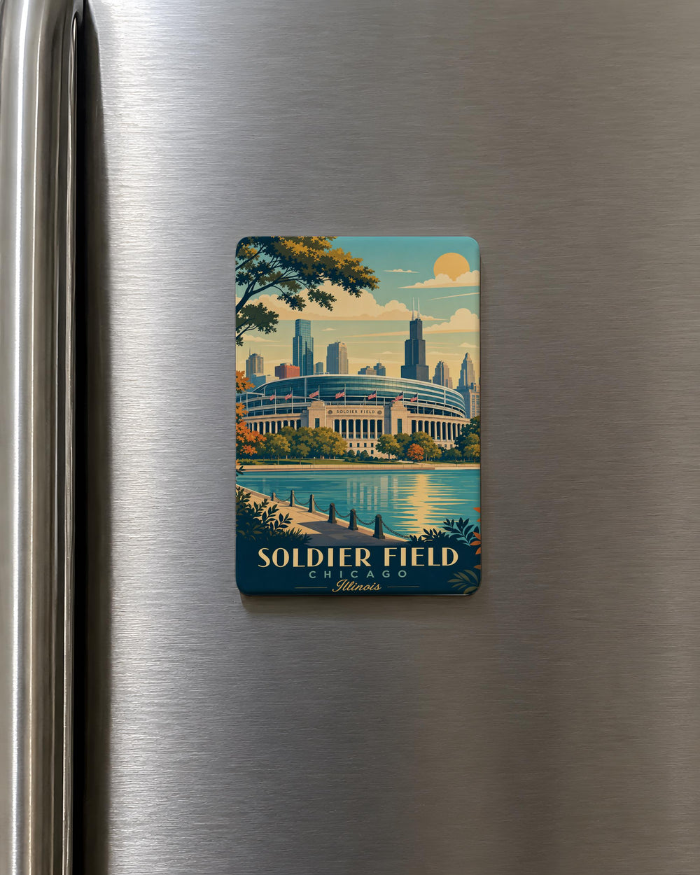 Soldier Field Fridge Magnet, Chicago Football Stadium Souvenir Magnet, Illinois Landmark Refrigerator Magnet, Sports Fan Gift