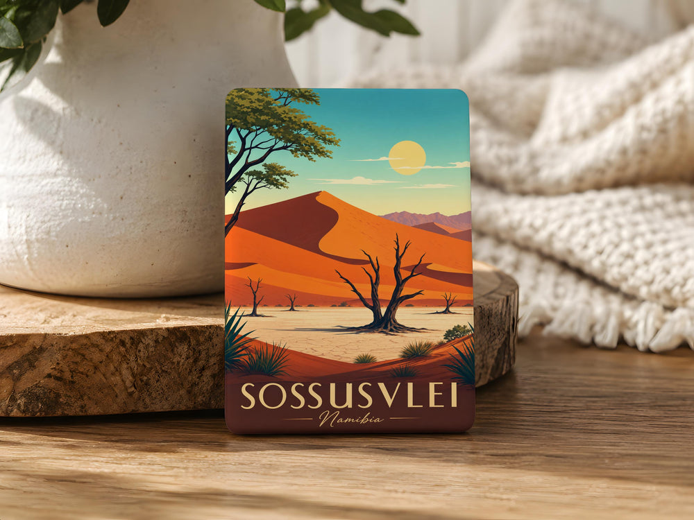 Sossusvlei Namibia Fridge Magnet, Namib Desert Dunes Souvenir, Deadvlei Salt Pan Travel Keepsake Magnet