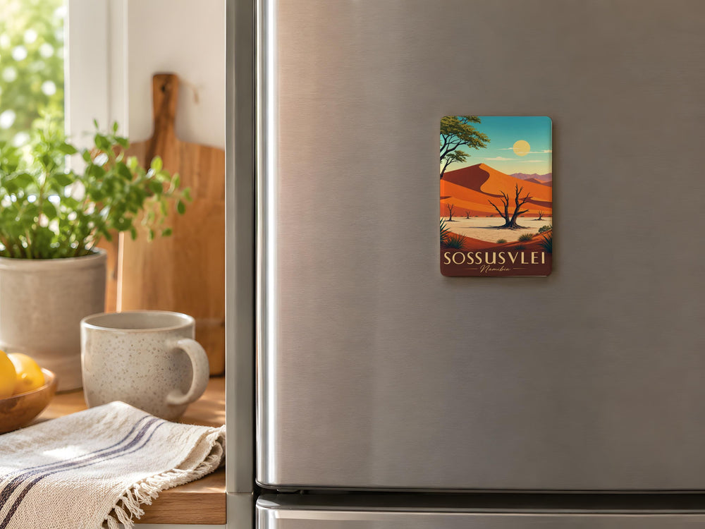 Sossusvlei Namibia Fridge Magnet, Namib Desert Dunes Souvenir, Deadvlei Salt Pan Travel Keepsake Magnet