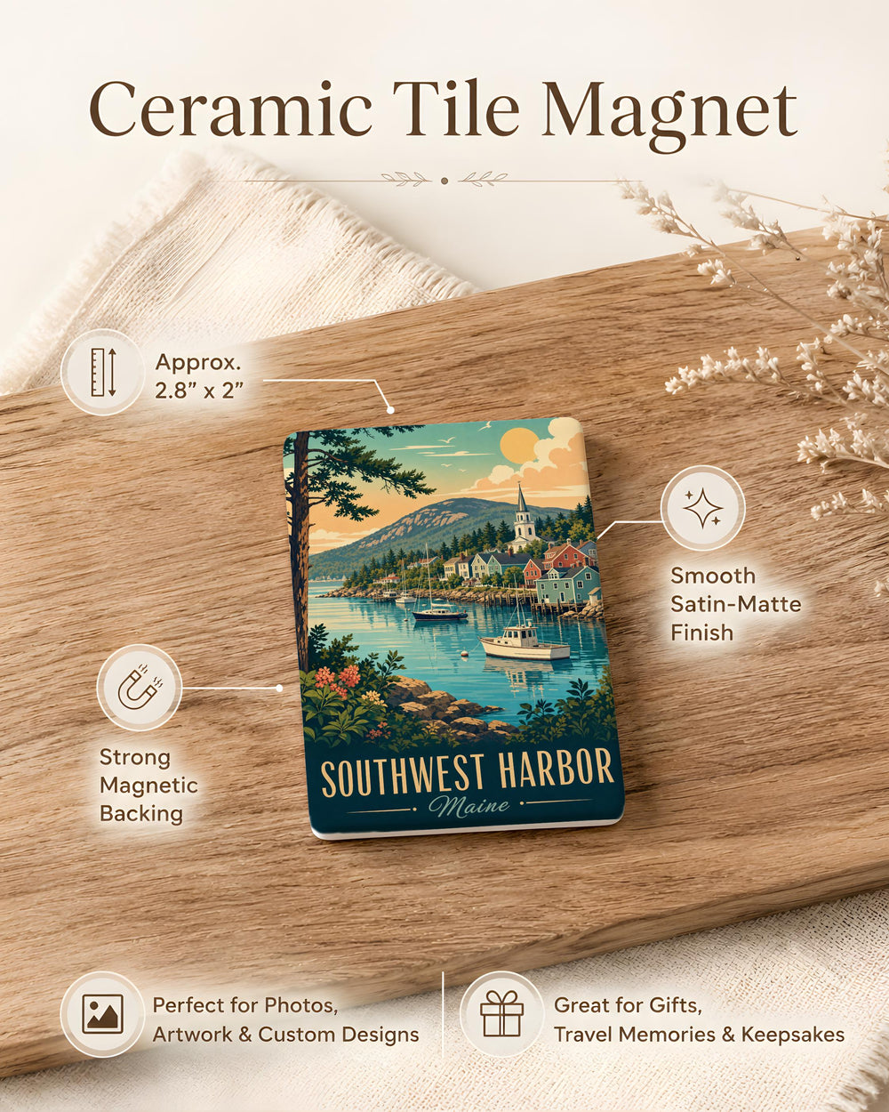 Southwest Harbor Maine Fridge Magnet, Southwest Harbor ME Souvenir Magnet, Acadia National Park Coastal Town Travel Keepsake Magnet