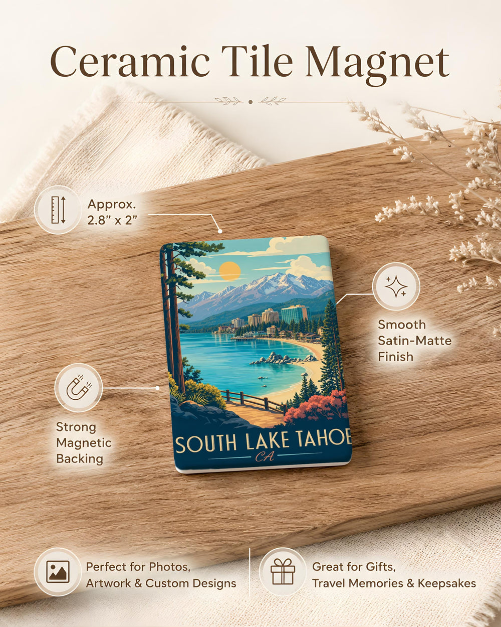 South Lake Tahoe CA Fridge Magnet, Lake Tahoe California Souvenir Magnet, South Lake Tahoe Travel Gift, Tahoe Vacation Keepsake