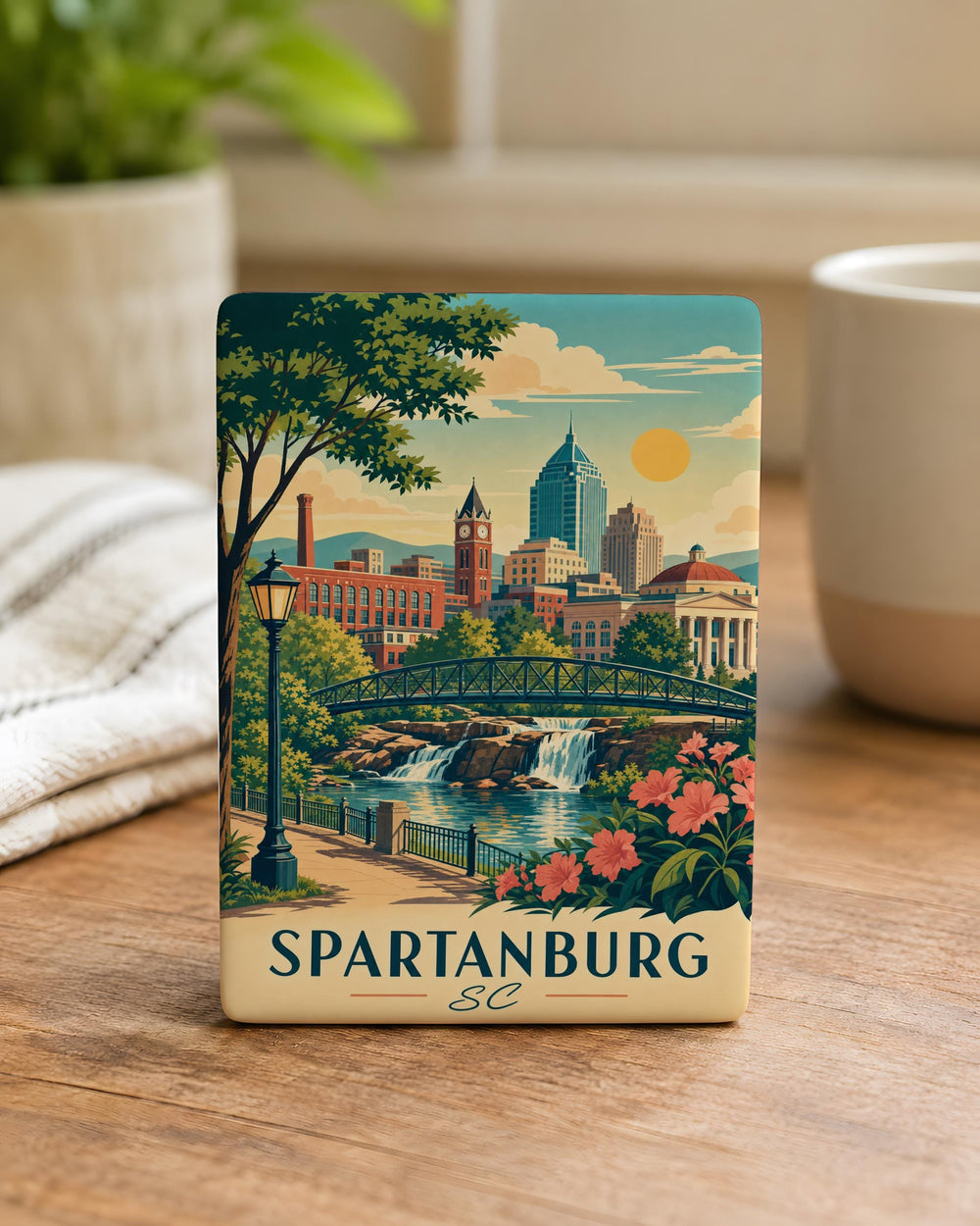 Spartanburg SC Fridge Magnet, Spartanburg South Carolina Souvenir Magnet, Spartanburg City Travel Gift, SC Keepsake Magnet