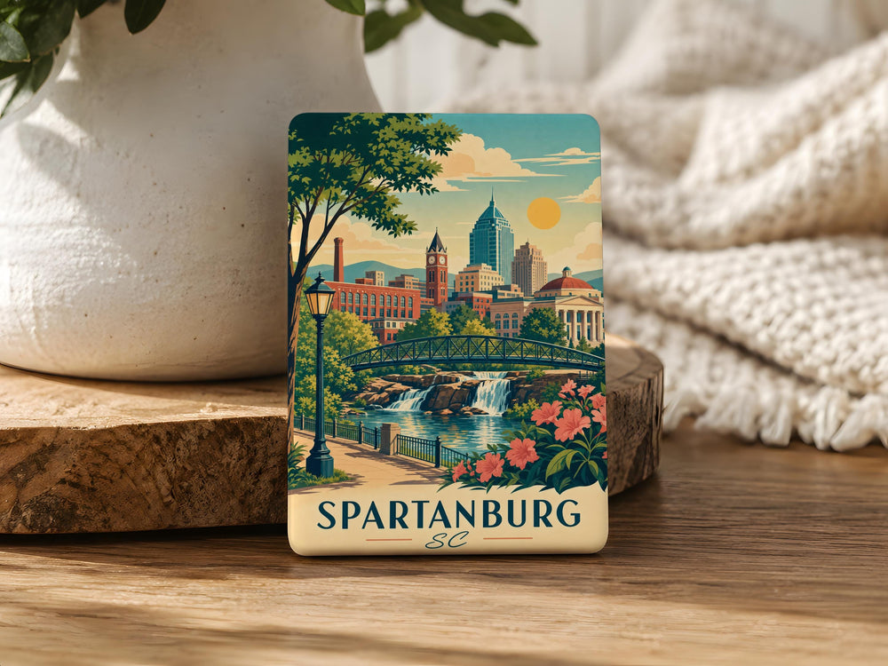 Spartanburg SC Fridge Magnet, Spartanburg South Carolina Souvenir Magnet, Spartanburg City Travel Gift, SC Keepsake Magnet