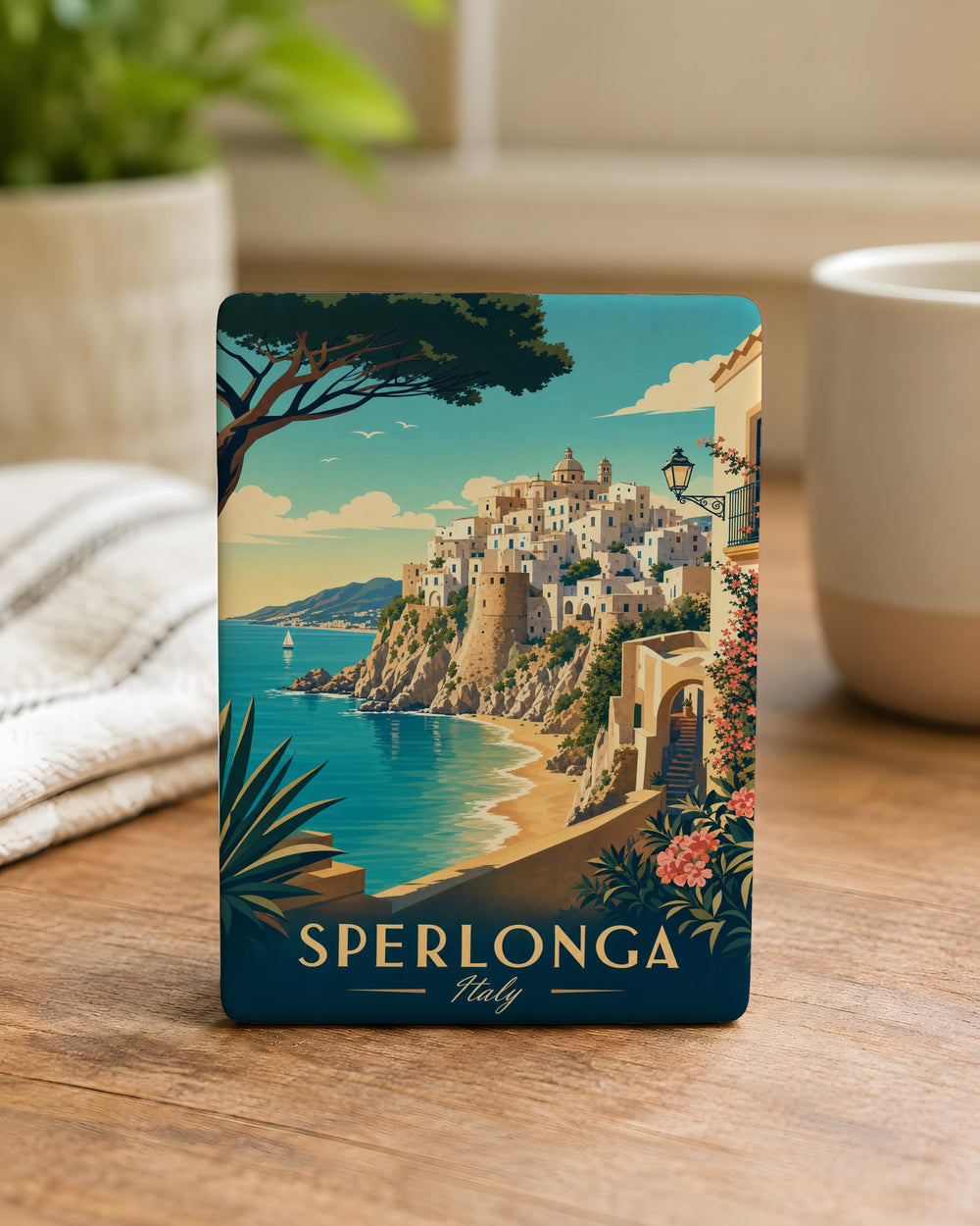 Sperlonga Italy Fridge Magnet, Sperlonga Travel Souvenir, Italian Coastal Town Landmark Magnet, Italy Vacation Keepsake Magnet