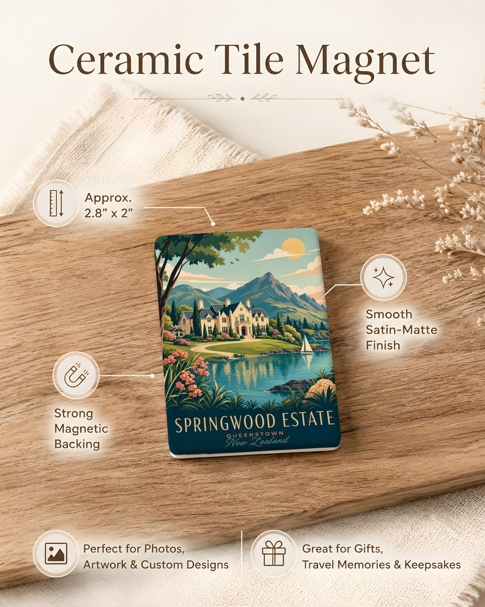 Springwood Estate Fridge Magnet, Springwood Manor Home Souvenir Magnet, Estate House Keepsake Magnet, Property Landmark Magnet