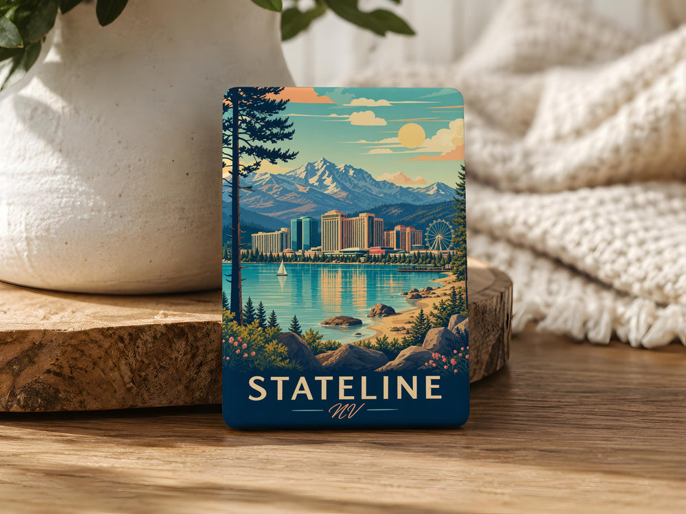 Stateline Nevada Fridge Magnet, Stateline NV Souvenir Magnet, Lake Tahoe Border Town Travel Gift Magnet