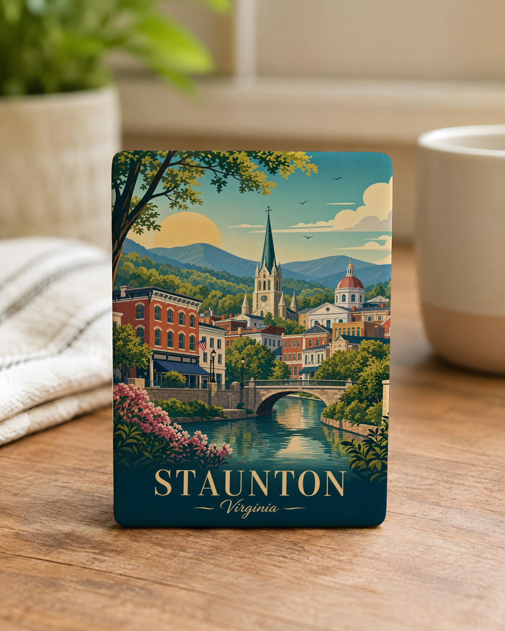 Staunton VA Fridge Magnet, Staunton Virginia Souvenir Magnet, Staunton VA Travel Gift, Virginia Vacation Keepsake Magnet