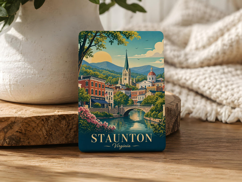 Staunton VA Fridge Magnet, Staunton Virginia Souvenir Magnet, Staunton VA Travel Gift, Virginia Vacation Keepsake Magnet