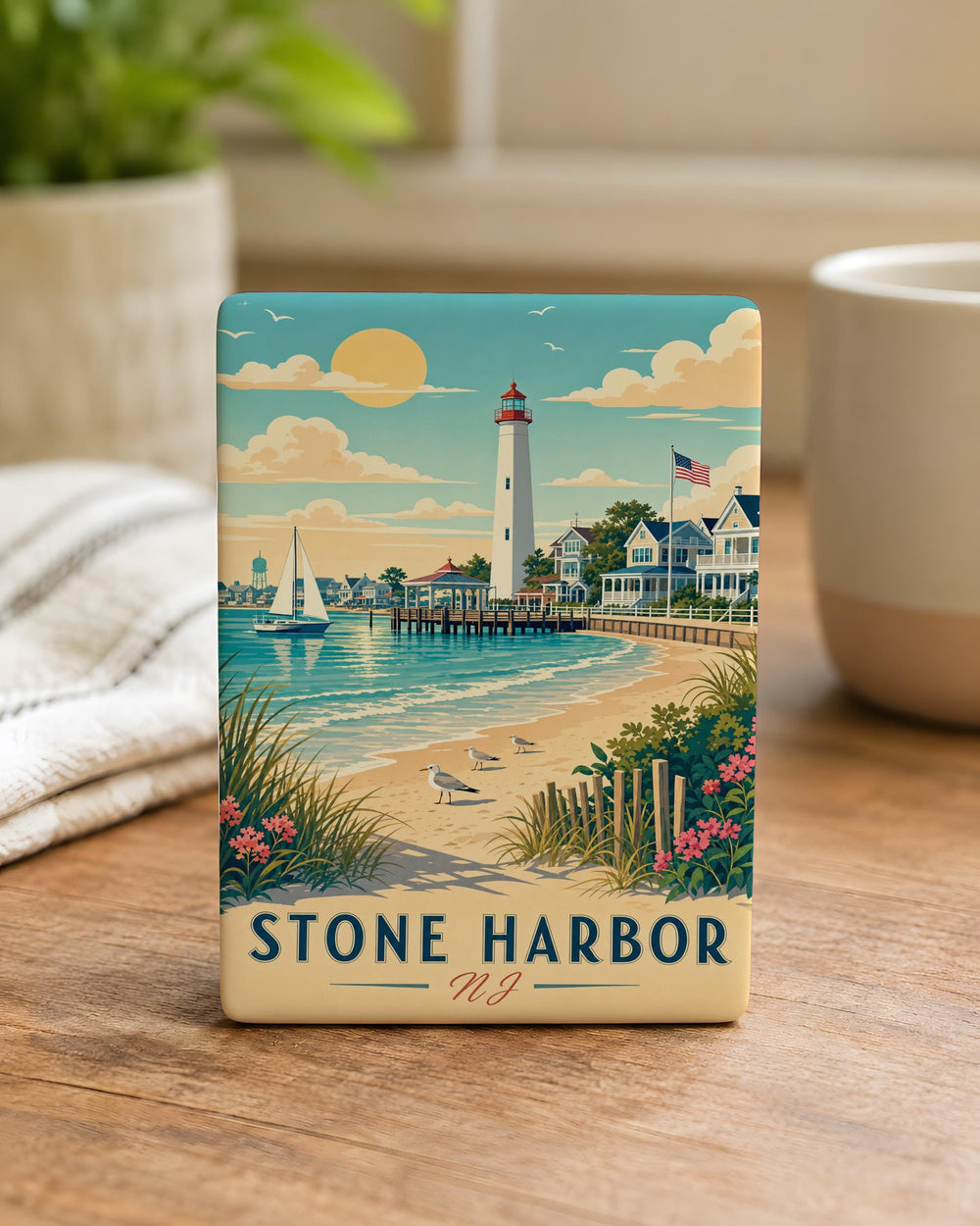 Stone Harbor NJ Fridge Magnet, Stone Harbor New Jersey Souvenir Magnet, Jersey Shore Beach Town Travel Gift, Coastal Vacation Keepsake