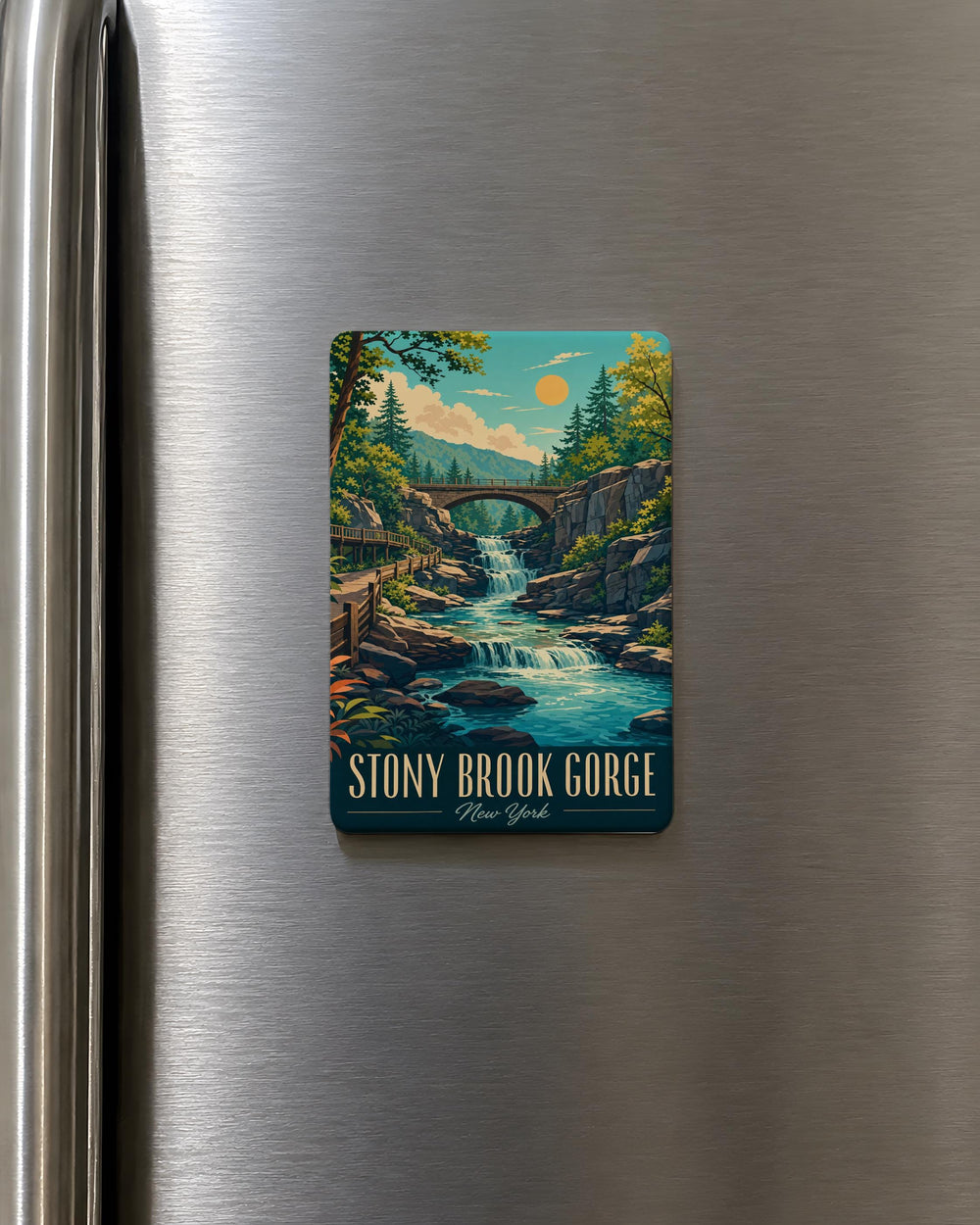 Stony Brook Gorge Fridge Magnet, Stony Brook State Park Souvenir, Gorge Trail Waterfall Nature Travel Keepsake Magnet