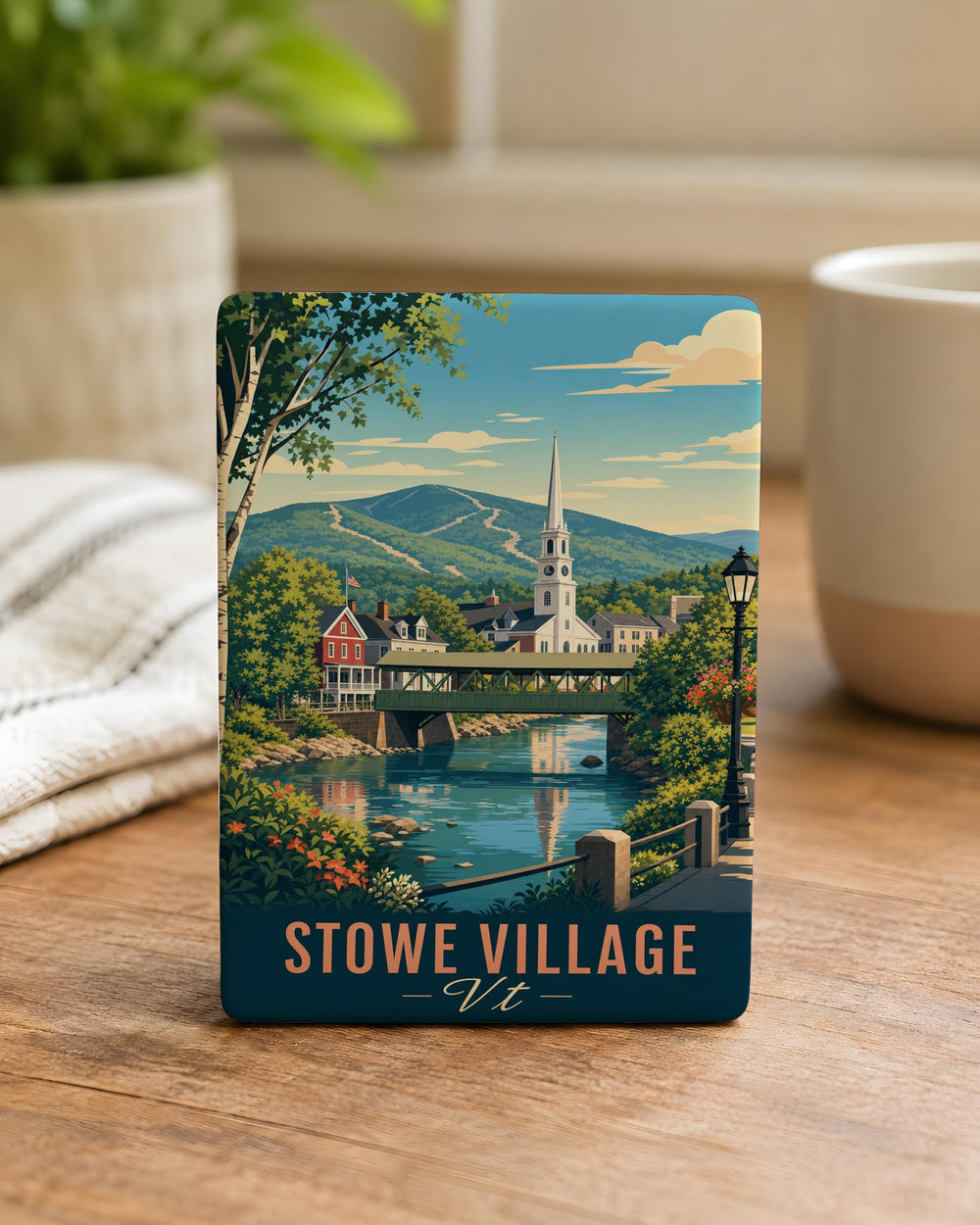 Stowe Village Vermont Fridge Magnet, Stowe VT Village Scene Souvenir Magnet, New England Travel Gift, Vermont Keepsake Magnet
