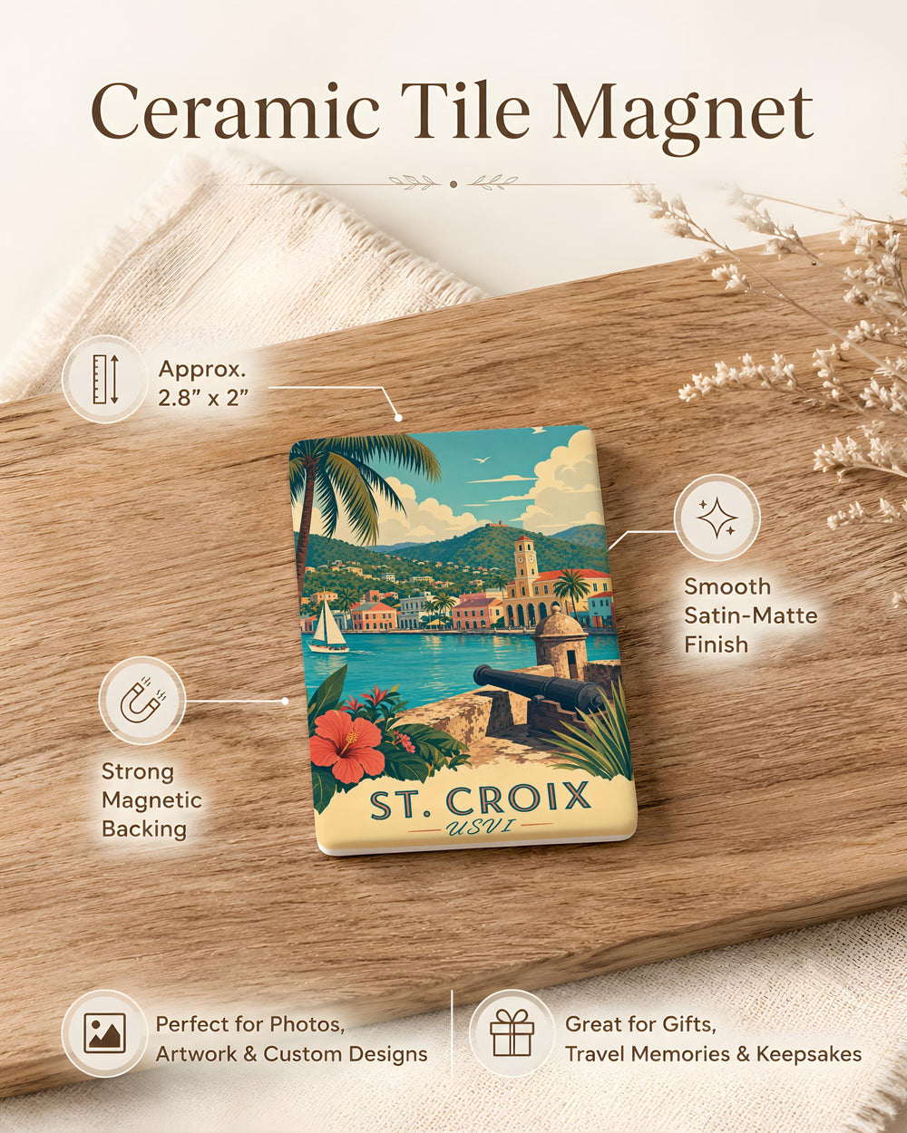 St. Croix USVI Fridge Magnet, St Croix U.S. Virgin Islands Souvenir, Caribbean Island Travel Gift, Island Vacation Keepsake