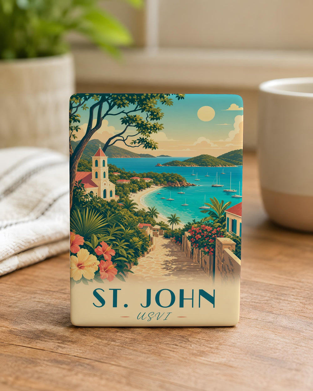 St. John USVI Fridge Magnet, Virgin Islands Travel Souvenir, Caribbean Island Keepsake, St John Vacation Gift