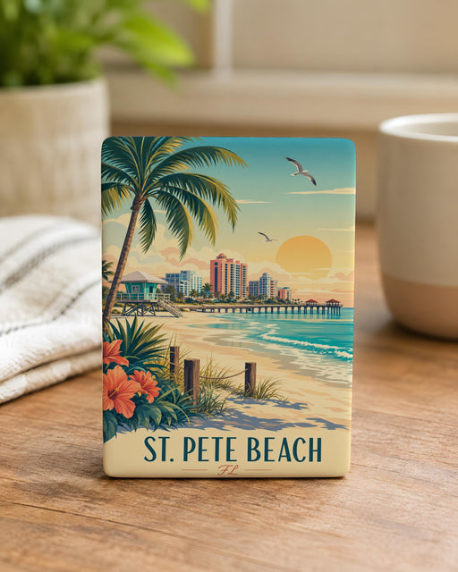 St Pete Beach FL Fridge Magnet, St. Petersburg Florida Beach Souvenir Magnet, Gulf Coast Travel Gift, Florida Vacation Keepsake
