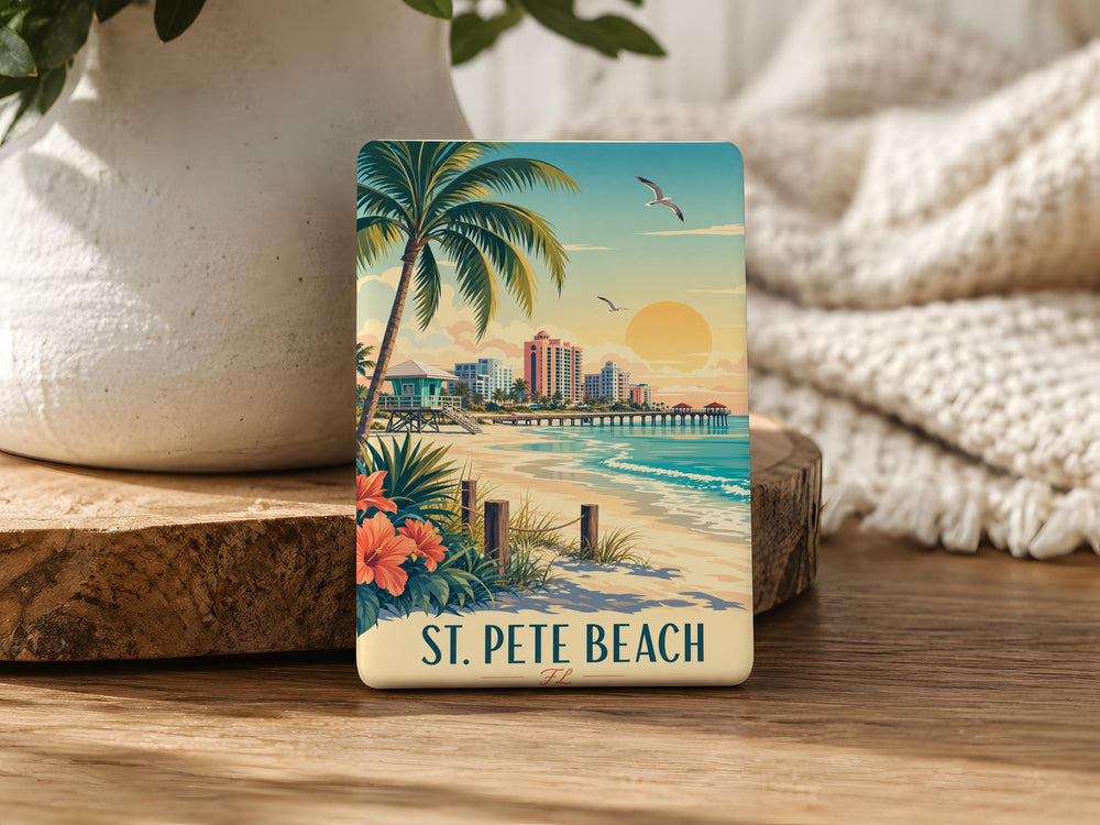 St Pete Beach FL Fridge Magnet, St. Petersburg Florida Beach Souvenir Magnet, Gulf Coast Travel Gift, Florida Vacation Keepsake