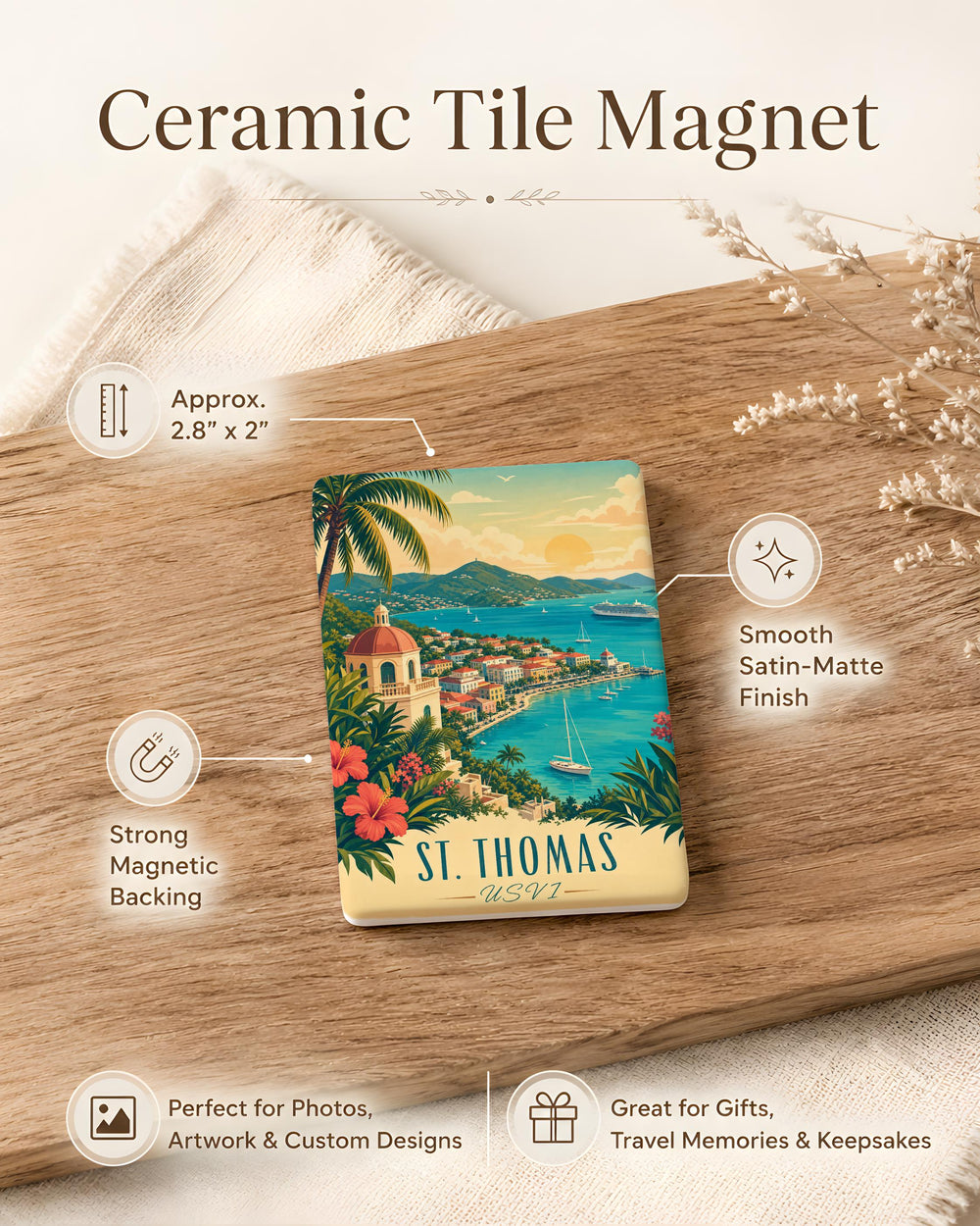 St. Thomas USVI Fridge Magnet, U.S. Virgin Islands Souvenir Magnet, Caribbean Island Travel Gift, St Thomas Keepsake Magnet