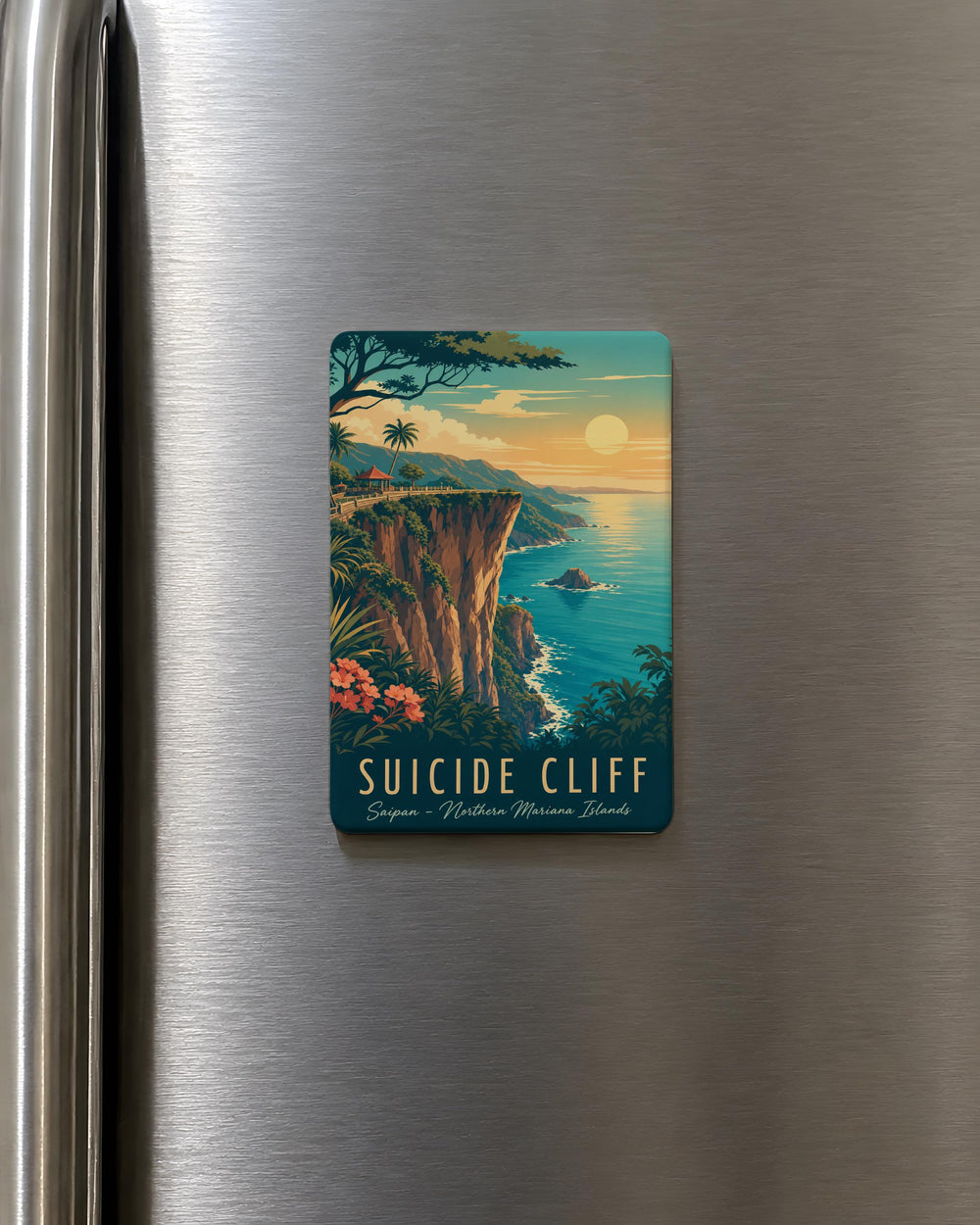 Suicide Cliff Fridge Magnet, Scenic Cliffside Landmark Souvenir Magnet, Coastal Cliff View Refrigerator Magnet
