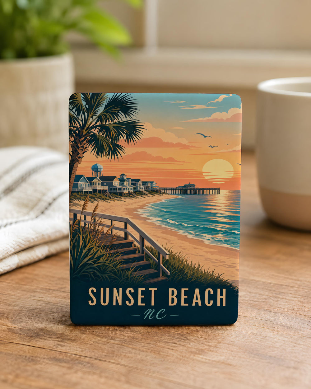 Sunset Beach NC Fridge Magnet, North Carolina Coastal Town Souvenir, Beach Vacation Keepsake, Oceanfront Travel Gift
