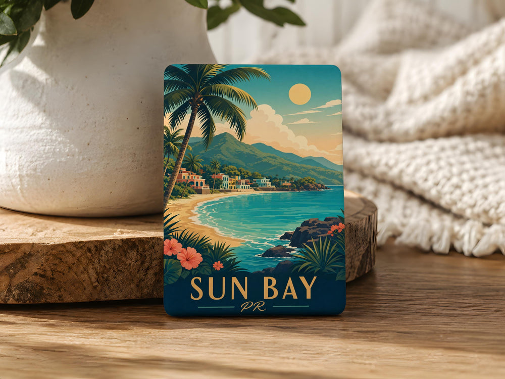 Sun Bay Puerto Rico Fridge Magnet, Sun Bay Beach Souvenir, PR Travel Keepsake, Island Vacation Gift