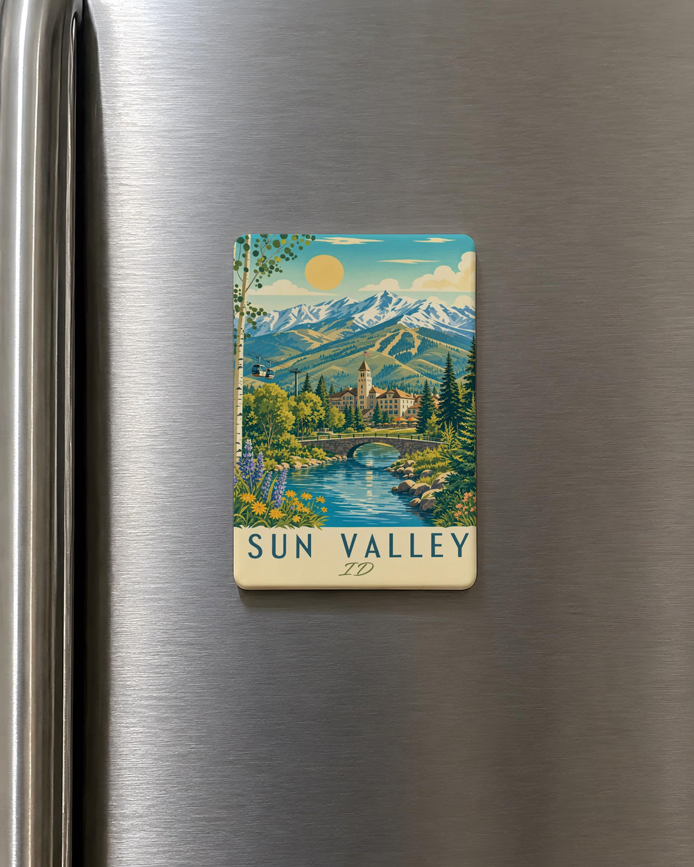 Sun Valley Idaho Fridge Magnet, Sun Valley ID Souvenir Magnet, Idaho Travel Gift, Mountain Resort Town Keepsake Magnet