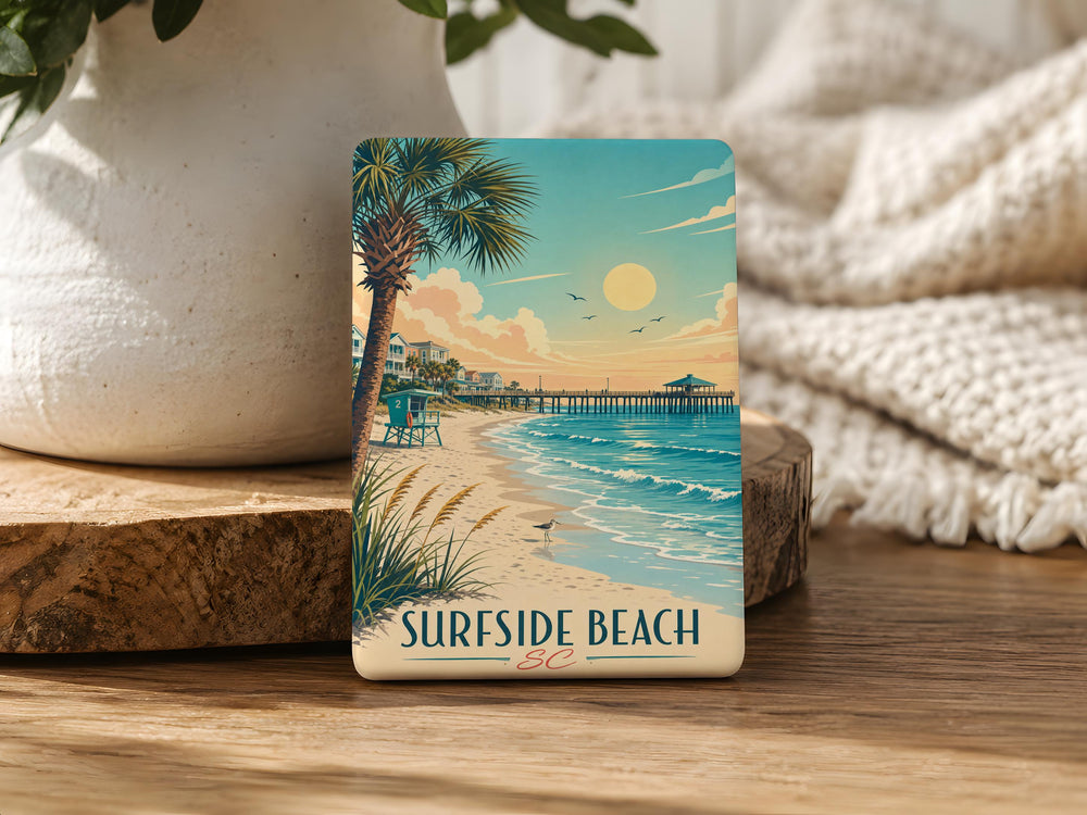 Surfside Beach SC Fridge Magnet, South Carolina Coastal Souvenir, Beach Town Travel Keepsake, Oceanfront Vacation Gift