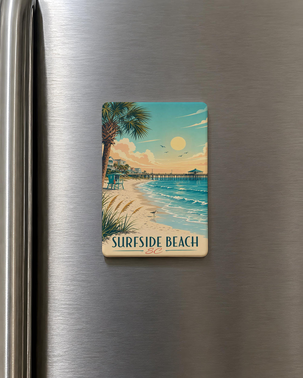 Surfside Beach SC Fridge Magnet, South Carolina Coastal Souvenir, Beach Town Travel Keepsake, Oceanfront Vacation Gift