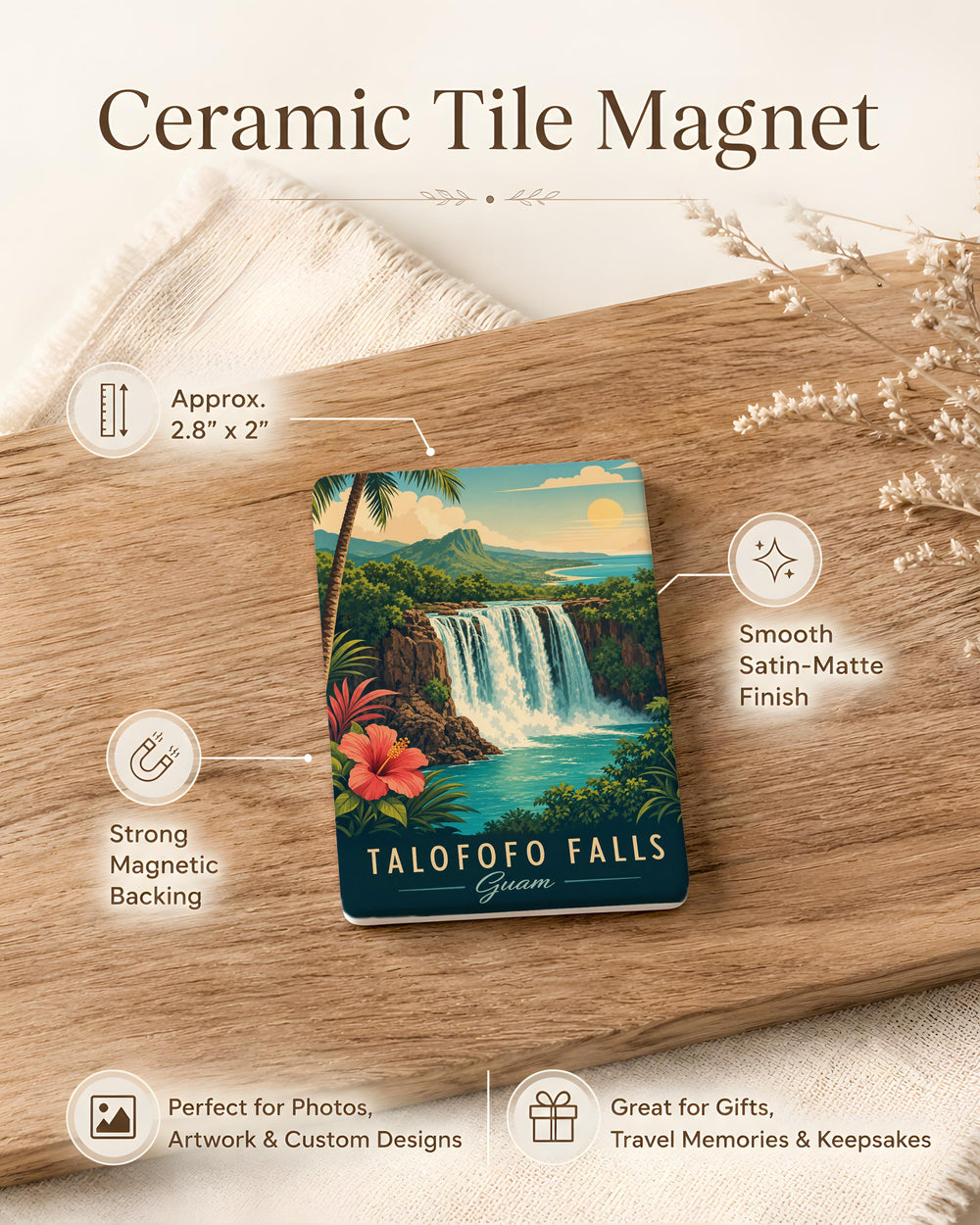 Talofofo Falls Guam Fridge Magnet, Talofofo Waterfall Souvenir Magnet, Guam Travel Keepsake Magnet