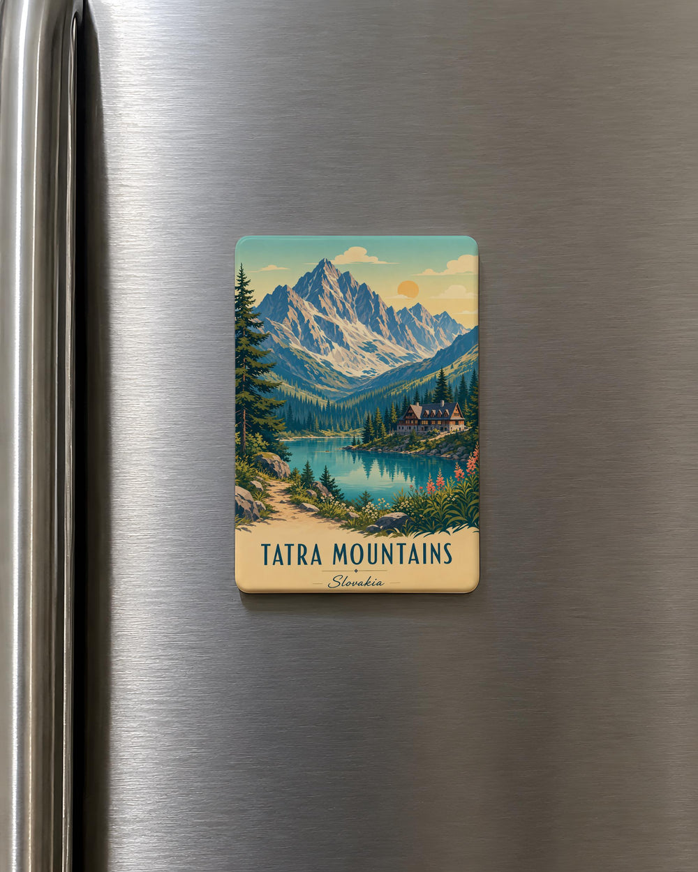 Tatra Mountains Fridge Magnet, Poland Slovakia Mountain Range Souvenir, High Tatras Scenic Travel Keepsake Magnet