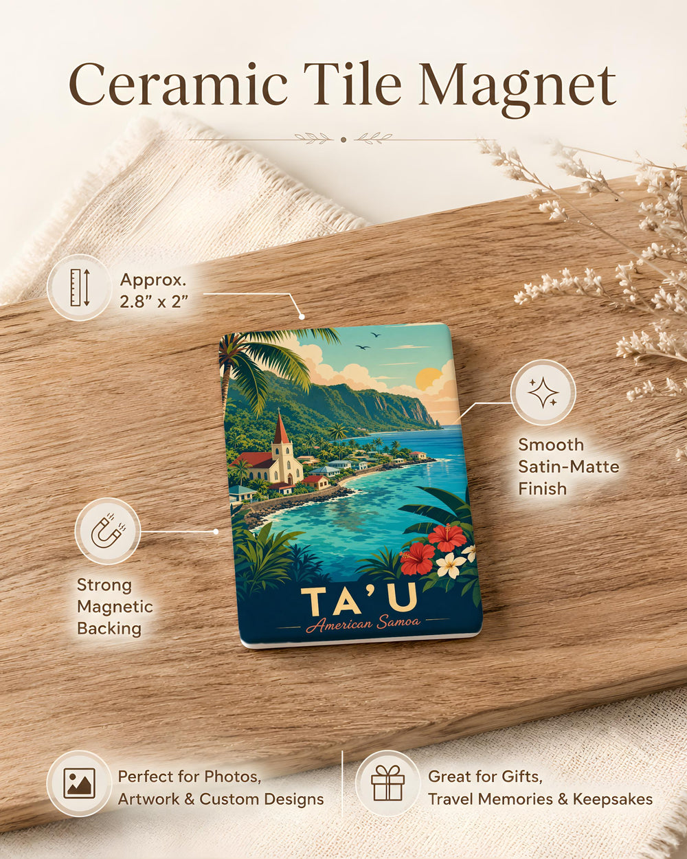 Tau American Samoa Fridge Magnet, Tau Island Souvenir Magnet, American Samoa Travel Gift, Island Vacation Keepsake Magnet