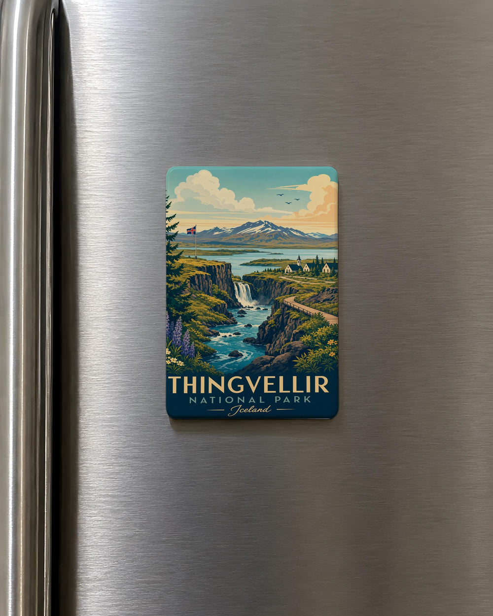 Thingvellir National Park Fridge Magnet, Iceland Travel Souvenir Magnet, Scenic Landmark Refrigerator Magnet