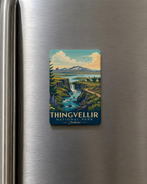 Thingvellir National Park Fridge Magnet, Iceland Travel Souvenir Magnet, Scenic Landmark Refrigerator Magnet