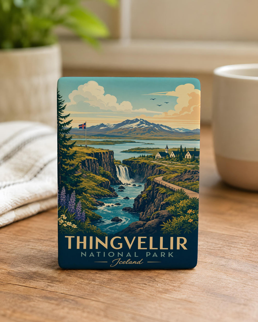 Thingvellir National Park Fridge Magnet, Iceland Travel Souvenir Magnet, Scenic Landmark Refrigerator Magnet