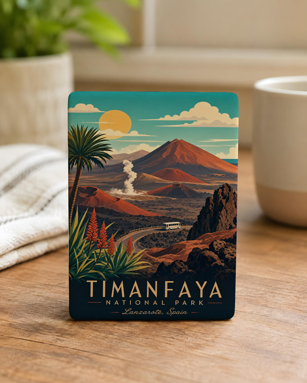 Timanfaya National Park Fridge Magnet, Lanzarote Canary Islands Souvenir Magnet, Spain Travel Landmark Refrigerator Magnet