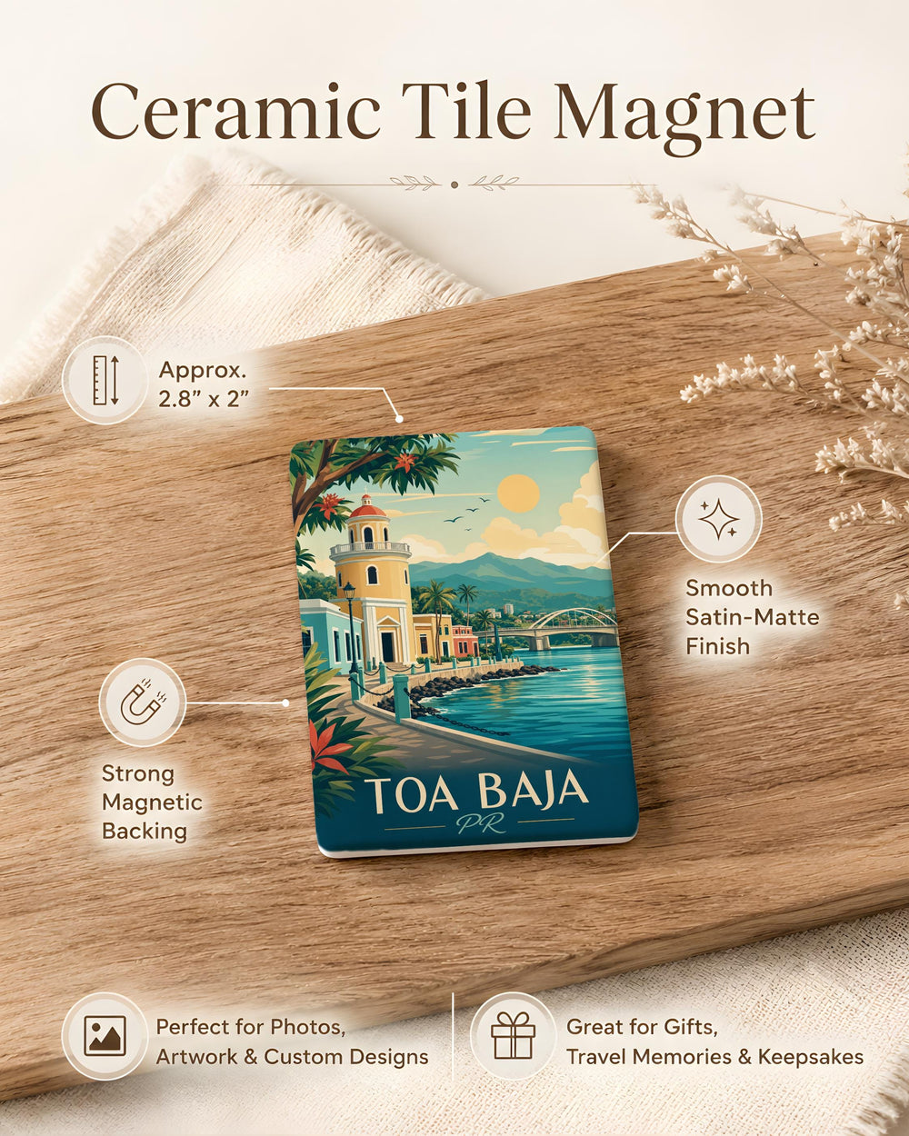 Toa Baja Puerto Rico Fridge Magnet, Toa Baja PR Souvenir Magnet, Puerto Rico Travel Gift, Boricua Home Decor Magnet