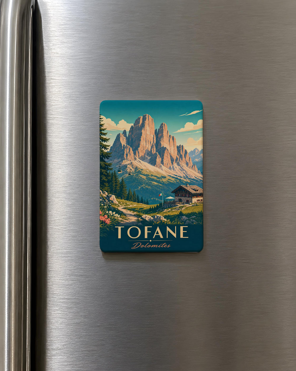 Tofane Dolomites Fridge Magnet, Italian Alps Mountain Peak Souvenir, Cortina d'Ampezzo Travel Gift, Italy Landmark Magnet