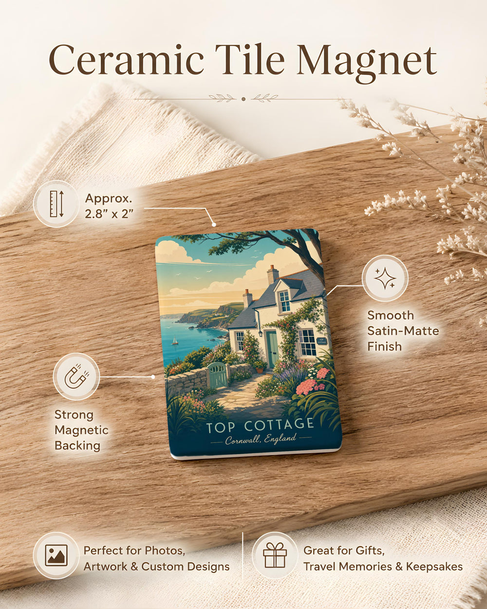 Cottage Fridge Magnet, Cozy Country Cottage House Magnet, Rustic Home Decor Magnet, Cottagecore Kitchen Magnet