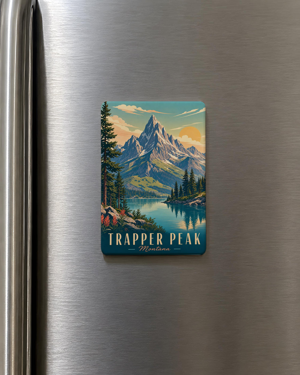 Trapper Peak Fridge Magnet, Montana Mountain Summit Souvenir Magnet, Glacier National Park Hiking Trail Keepsake Gift