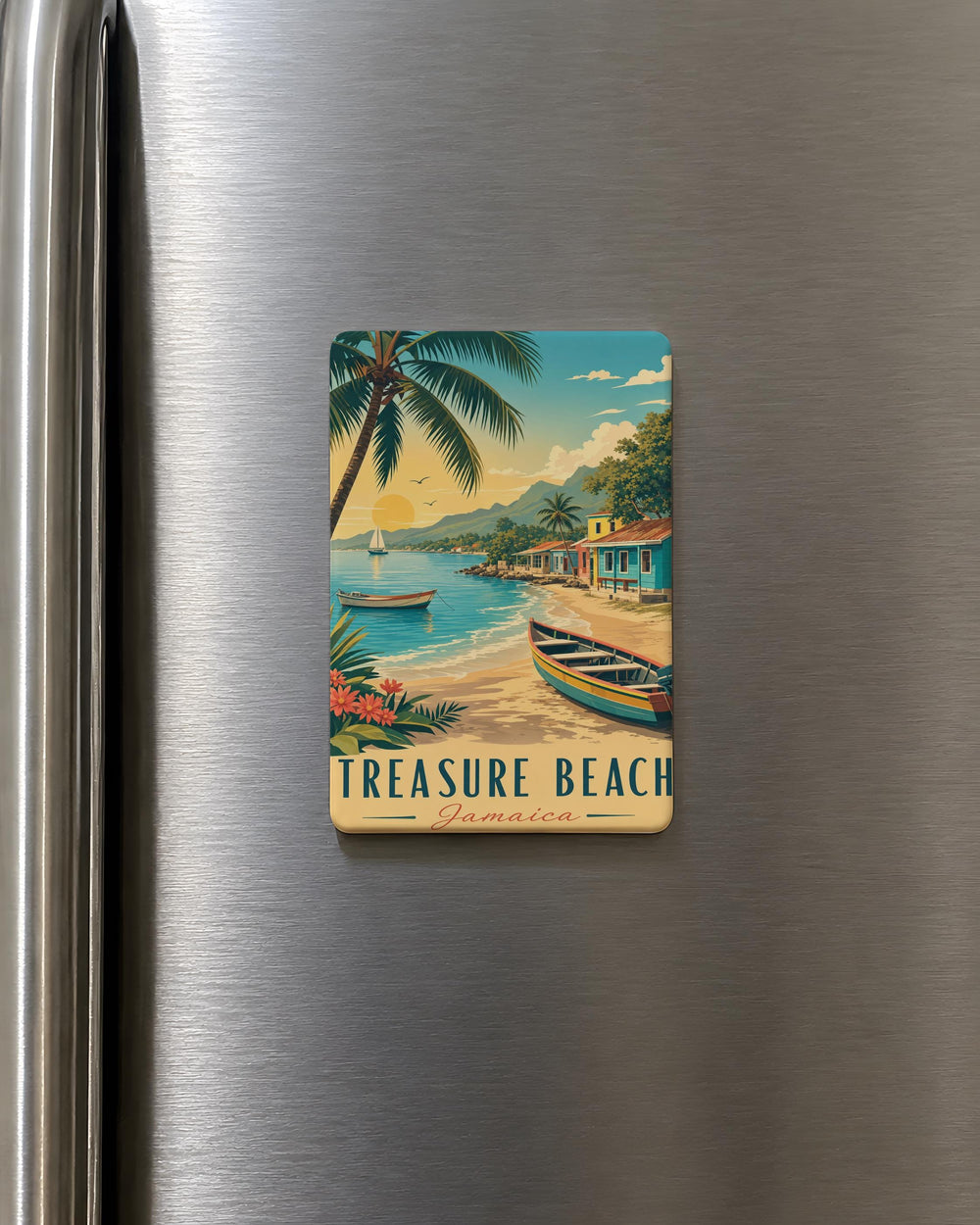 Treasure Beach Jamaica Fridge Magnet, Caribbean Coastal Town Souvenir Magnet, Jamaica Travel Keepsake Kitchen Magnet